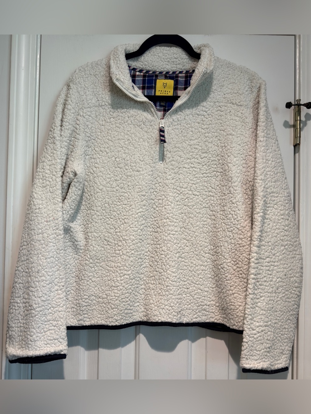 Women s Prince & Fox XL Fleece Pullover White Black Red Blue 1/4 Zip
